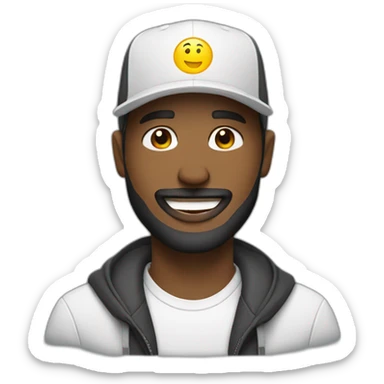 marketer white man with middle beard snapback hat smiling sticker