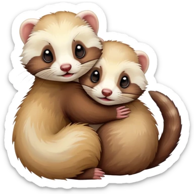 Ferret hugging a ferrets  sticker
