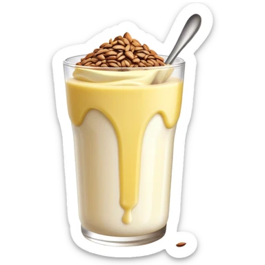 Banana yogurt with flax seeds on top sticker
