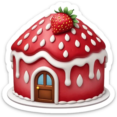 a house shaped strawberry cake sticker
