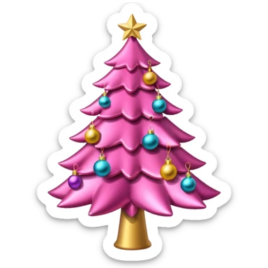 Pink Christmas tree sticker
