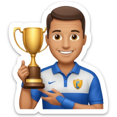 Football coach with trophy sticker