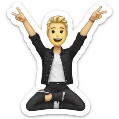 Rock music fan with his two raised hands making the horn sign with his hands sticker