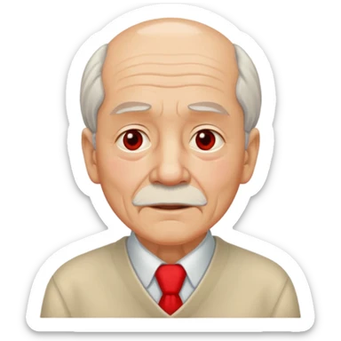 old man with red necklaced sticker