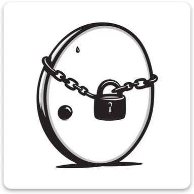 A chain lock wrapped around a circular door, securing it shut sticker