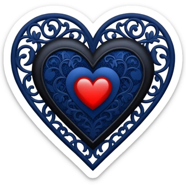 gothic style heart, midnight blue with black lace pattern, mysterious and rich sticker