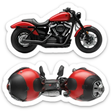 Skin biker on red harley  with hight hendlebar sticker