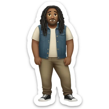 plus size light skin man with locs full body sticker