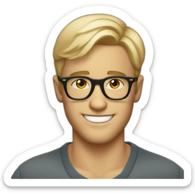 Handsome Flirty blond man with short hair and persol glasses winking sticker