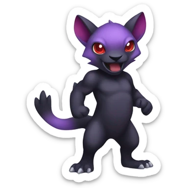 Cute cool dark black red purple animal hybrid Fakemon full body sticker