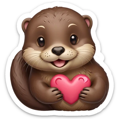 Smiling Otter with a heart sticker