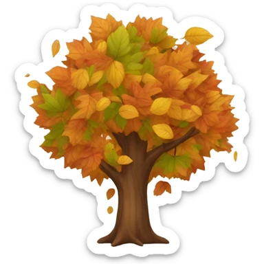 autumn tree with leaves falling  sticker