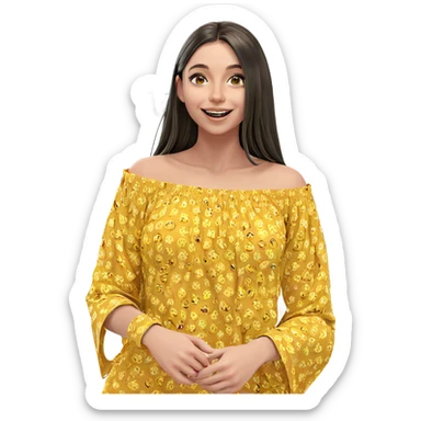 smiling girl with long hair sticker