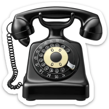 vintage rotary dial telephone, classic plastic body. sticker