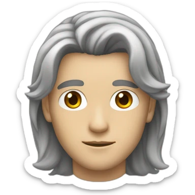 white male, 25 years old, with a long hairstyle and dark hair sticker