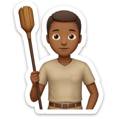 Black man holding a long brown stick by his stomach sticker