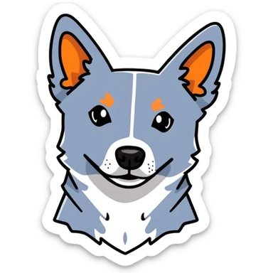 cute blue heeler cattle dog head with characteristic blue-gray speckled coat and alert expression sticker