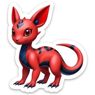 Cute Shiny Guilmon-Salandit-Umbreon-Fakémon-hybrid-creature (full body)  sticker