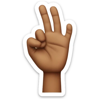 i need a hand emoji putting up his index middle and thumb finger with brown hand sticker
