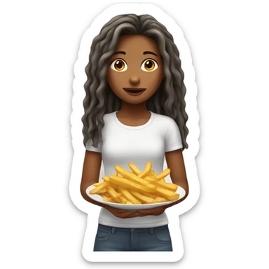 a girl with greasy haie and pommes sticker
