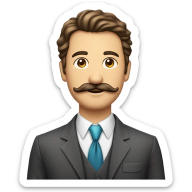 quero um homem com bigode um pouco gordo e cabelo baixo com terno e gravata sticker