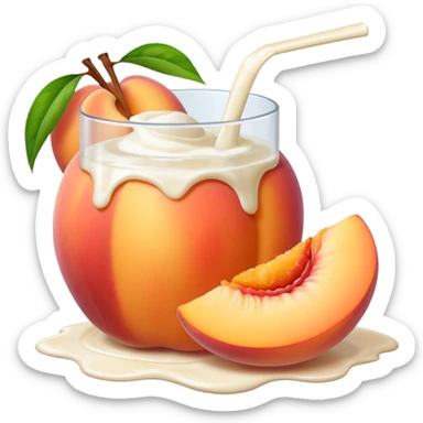 There is a lot of milk on the cut peaches. sticker