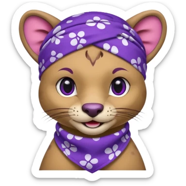 
Fossa animal wearing a bandana on the forehead in purple color with white smiley patterns sticker