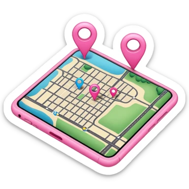 mix pink of a big gps map of the lines sticker