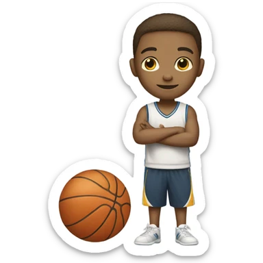 Light skinned boy with basketball sticker