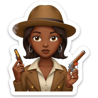 melanin girl smoking and holding gun sticker