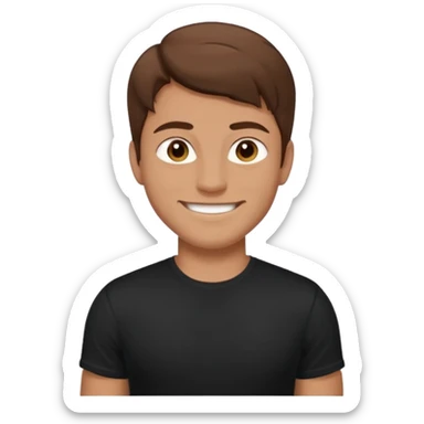 man with brown hair who is strong wearing black t shirt sticker