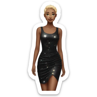 sparkly short black bodycon dress floating in the air sticker
