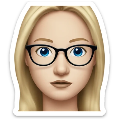 anna delvey blonde, blue eyes wearing glasses  sticker