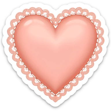 cute baby pink peach colored heart with lace trimming sticker