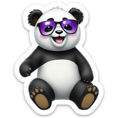 a happy panda bear with cool glasses full body sticker