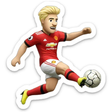 blonde manchester united player kicking sticker