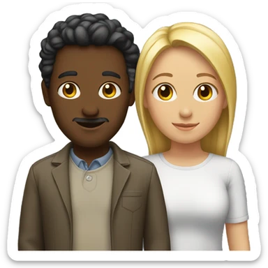 two people, one standing next to the other sticker