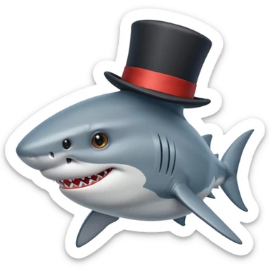 Shark with a top hat sticker