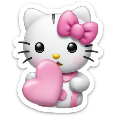 hello kitty with a blow kiss sticker