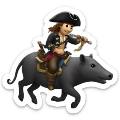 A Pirate Riding A Tapir sticker