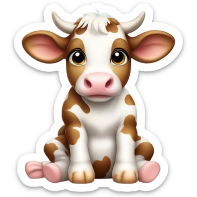 cute baby cow sitting  sticker