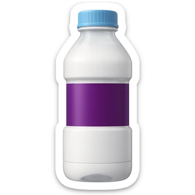 Add a prominent purple label to the Miralax bottle, keep the rest of the design unchanged, with no background. The style should remain consistent with the original image's look and feel. sticker