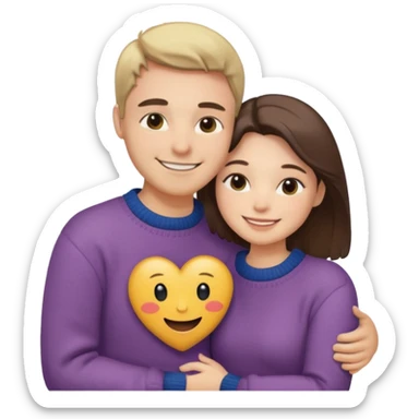 Couple hugs polaroid photo sticker