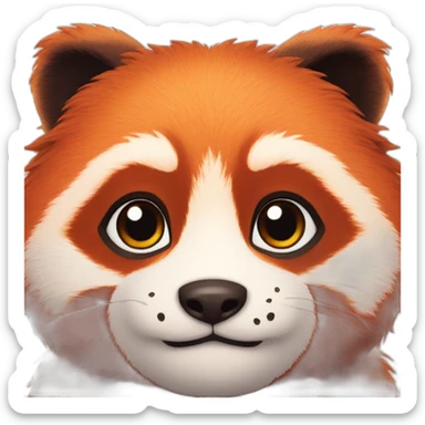 Fluffy red panda face sticker