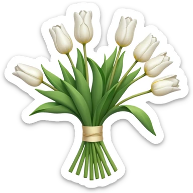 White tulip bouquet sticker