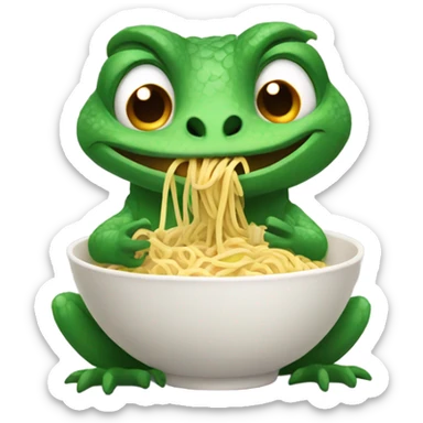 lizard eating noodles sticker