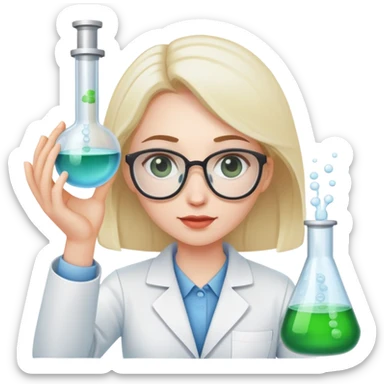 female researcher in lab doing experiment  sticker