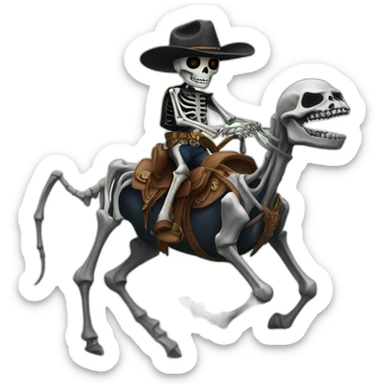 a skeleton cowboy riding a spider sticker