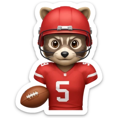 american football player raccoon red sticker