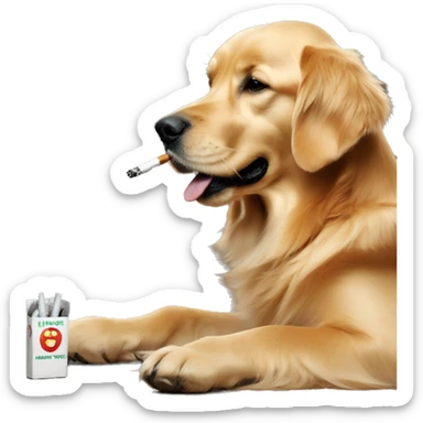 Golden Retriever Smoking a cigarette sticker